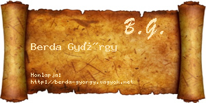 Berda György névjegykártya